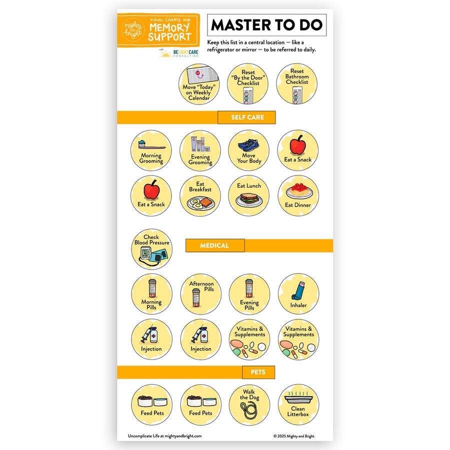 Master To Do List Sticker Sheet for making sure daily tasks like taking medications, eating, and feeding the pets are done.